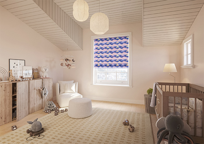 Cloudy Cosmos, Purple Twilight - Twist&Fit Roman Blind - Image 6